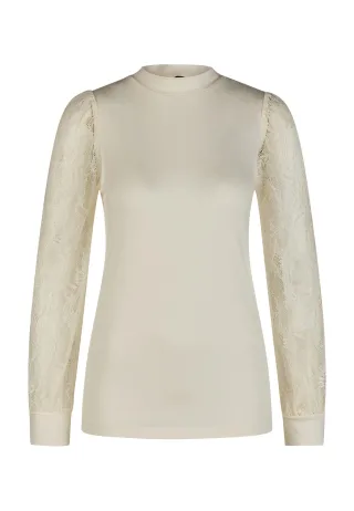 Marc Aurel - Blusenshirt mit Spitzenärmeln milk - Gr. - 38