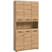 furnling Mehrzweckschrank Hochschrank Ivy (1-St) 1 offenes Fach, 6 Türen, 12 Fächer, Höhe 185 cm, Artisan Oak