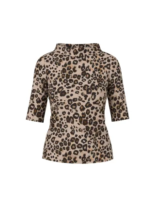 Marc Cain Collections - Trendiges T-Shirt mit Leo-Print soft cappuccino - Gr. - 36