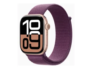 Apple Watch Series 10 (GPS) 46mm Aluminium rosegold mit Sport Loop Pflaume | mwwv3qf/a |
