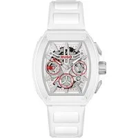 HUGO Multifunktionsuhr #HUGO ID SKELETON 1530445, Quarzuhr, Armbanduhr, Herrenuhr, Silikonarmband, analog