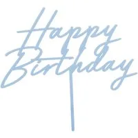 partydeco Tortenstecker, Cake Topper Happy Birthday 18x16cm Hellblau