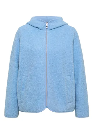 CECIL - Teddy-Jacke mit Kapuze in Unifarbe easy blue - Gr. - M