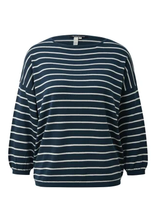 qs - Strickpullover weiß/blau - Gr. - XS