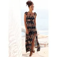 Buffalo Maxikleid mit Trägern zum Knoten im Alloverprint Sommerkleid, Strandkleid mit hohem Beinschlitz, Trägerkleid, casual