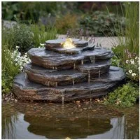Arnusa Gartenbrunnen Quellstein Bachlauf Quelle mit LED Beleuchtung, 70 cm Breite, (OG-KQS002)