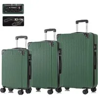 YONSLY Trolleyset Hartschalen Reisekoffer Trolley für Kurztrip, Urlaub und Familie, 4 Rollen, (M-L-XL Set, 3 tlg., Handgepäck-, Reise- und XL-Koffer), mit TSA-Schloss, YKK-Reißverschluss und austauschbaren Rollen