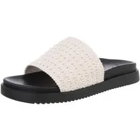 Ital-Design Moderne Damen Sandalen mit geflochtenem Obermaterial Pantolette (89372641) Flach Pantoletten in Beige
