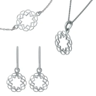 Orphelia 'Jasmine' Damen-Set aus 925er Sterlingsilber: Armband + Ohrringe + Halskette – Silber SET-7076