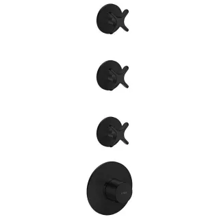 hansgrohe AXOR One Thermostatmodul 48713670 Unterputz, 3 Verbraucher, mit Kreuzgriff, schwarz matt