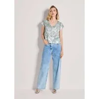 MADELEINE Strickpullover Viskoseshirt mit Paisley-Muster Sommerpullover mit V-Ausschnitt, überlappenden Schultern und ohne Arm