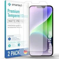 smartect Displayschutzglas 2X Schutzglas Panzerfolie Matt für iPhone 14 Plus für Apple iPhone 14 Plus, Set, 2 Stück, Entspiegelt, 9H Härte, Kratzfest, Stoßfest, Blasenfrei, Oleophob
