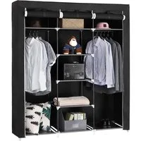 SONGMICS Kleiderschrank Stoffschrank mit Kleiderstange faltbare Garderobe für Kleidung, Taschen und Schuhe