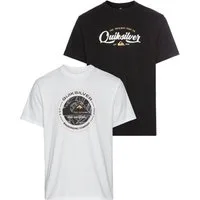 Quiksilver T-Shirt FLYING DISC UNDERTO SHORT SLEEVE PACK YM (2-tlg) Doppelpack, mit Print, Kurzarm, aus Baumwolle