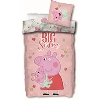 SkyBrands Bettwäsche Peppa & Evie - Wende-Bettwäsche-Set, 135x200 & 80x80, Peppa Wutz Pig, Baumwolle, 100% Baumwolle