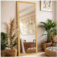 BBWL Ganzkörperspiegel Quadratischer Holzrahmen Ganzkörperspiegel 160x50 cm, Hochwertiges Spiegelglas HD Reflektion Stabile Verpackung Vielseitig