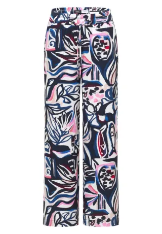 Cecil - Marlenehose mit Muster blau/pink - Gr. - 30