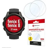Displex Displayschutzglas Smartwatch Glass Unbreakable Protector für Garmin fenix 8 51 mm, Garmin fenix E 51 mm, Packung, Displayschutzfolie, Schutzfolie, Bildschirmschutz, kratz- & stoßfest