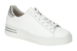 Gabor 86.395.51 Damen Sneaker Wei? Silber-Grau Nappa Crack Metallic PU Plateau