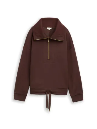Tom Tailor - Troyer Sweatshirt aus Scuba java dark brown - Gr. - XL
