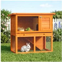PawHut Kleintierstall mit aufklappbar Bitumendach Freilaufgehege Rampe Tür Bodenwanne, für Zwergkaninchen Outdoor Orange