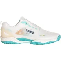 Gewo Tischtennis Schuh Ultra Force Pro, Indoor Hallenschuhe, weiß-mintgrün Trainingsschuh geeignet für Tischtennis
