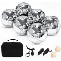 ElitVita Spielball Boule Set 6/8 Kugeln mit Tasche & Zubehör – Boccia Spiel Outdoor (6-St), Hochwertige Edelstahl Kugeln, 2 Designs leichtes erkennen der Kugeln