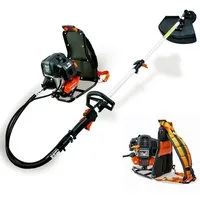 FUXTEC Benzin-Motorsense FX-MS152T, 44 cm Arbeitsbreite Messer, 2in1 Tool rückentragbar, 52ccm, 32cm Schnittbreite, Faden/Messer