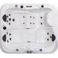 TroniTechnik Whirlpool Outdoor Whirlpool NISIDA weiß, (mit 21 Düsen & 3-PS-Pumpe, mit Wasserfall & Ozon-Desinfektion), LED, Sanitäracryl,Marken-Steuereinheit