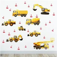 Sunnywall Wandtattoo Baufahrzeuge Wandsticker Wandtattoo (3 St), konturgeschnitten