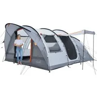 Skandika Tunnelzelt Egersund 5 XL Sleeper Protect, 2 m Stehhöhe, 2 Eingänge, Personen: 5 (dunkle Schlafkabine, wasserdicht, 5000 mm Wassersäule, Transporttasche), mit Sleeper Technologie, eingenähter Zeltboden, Moskitonetz, UPF 50+