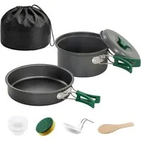 Novzep Geschirr-Set 8st Camping Kochgeschirr Set Outdoor Geschirr Set schnell erhitzend (8-tlg), Topf Pfanne Anti-Verbrühungsgriffen