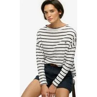 Superdry Langarmshirt STUDIOS BOAT NECK SLUB LS TOP Baumwollmischung, oversize