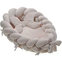 LuMali Kuschelnest 3in1 Babynest XXL Kokon Zopf Matte Kissen superweich wendbar doppelt, (3-teiliges Set: Zopf, Matte, Kissen), Neugeborene Baumwolle Velour antiallergisch wendbar Geschenk Geburt