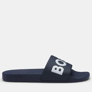Herren Boss Aryeh Italienische Sandalen mit großem Logo-Detail in Dunkelblau
