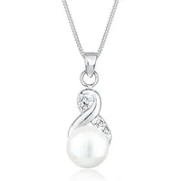 Elli Perlenkette Infinity Kristalle Süßwasserzuchtperle 925 Sterling Silber