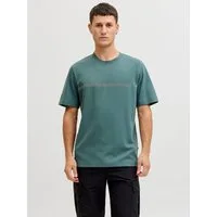 Jack & Jones Kurzarmshirt JCOFUSION CHEST BRAND TEE SS CREW SN Materialmix, regular fit