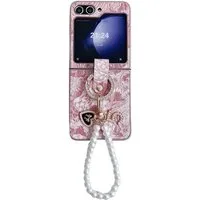 Wigento Handyhülle Für Samsung Galaxy Z Flip7 FE / Flip6 5G Stick Hülle Ringperlenkette