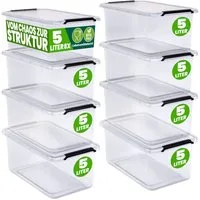 Deuba Aufbewahrungsbox, 5L Deckel Kunststoff Organizer Ordnungsboxen BPA frei stapelbar Küche