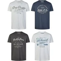 riverso T-Shirt Herren Printshirt RIVLeon Regular Fit (4-tlg) Kurzarm Tee Shirt mit Rundhalsausschnitt aus 100% Baumwolle