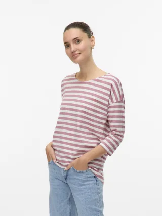 VERO MODA - VMLUNA MALENA 3/4 TOP GA JRS NOOS nostalgia rose - Gr. - XS