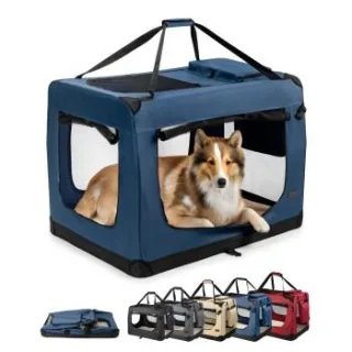 Lionto Hundetransportbox - faltbar - blau XXL