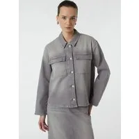 comma Funktionsjacke Indoor-Jacke Elastisches Denim-Overshirt mit aufgesetzten Taschen