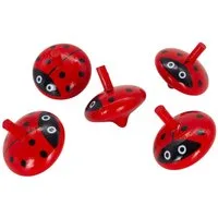 GICO Lernspielzeug Marienkäfer Kreisel Set – 5 Stück aus Holz für Kinder - 6463