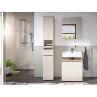 moebel-dich-auf Badmöbel-Set LONDRES, (Set 2, 3-St., Spiegelschrank, Wbu, Hochschrank), in kaschmir oder anthrazit, Absetzung: Cremona Eiche