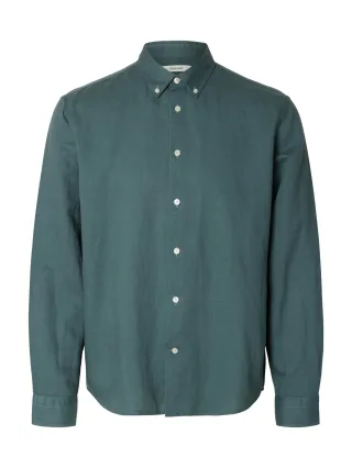 SELECTED MEN - SLHREGCLAY LINEN BLEND BD LS SHIRT Balsam Green - Gr. - L