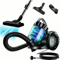 Forrlite Handstaubsauger beutelloser Staubsauger,leichter Staubsauger, Bodenstaubsauger, 900 W, Bodenbürste Möbelbürste Teleskopstiel Schlauch Staubbehälter Staubsauger, HEPA Filter, Bodenstaubsauger,Bodendüse für Fliesen,Hygiene-Filter