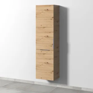 Sanipa 3way Stauraumschrank mit 1 Tür und 1 Wäschekorbklappe, Eiche Natural-Touch UM18485