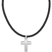 TOM TAILOR Kette mit Anhänger Schmuck Geschenk Edelstahl Leder Kreuz