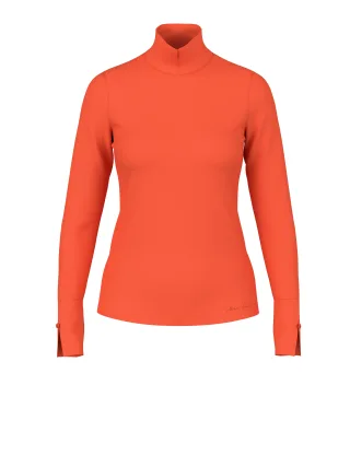 Marc Cain Collections - Basic-Shirt mit Stehkragen tigerlily - Gr. - 40